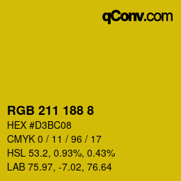 カラーコード: RGB 211 188 8 | qconv.com