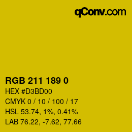 Farbcode: RGB 211 189 0 | qconv.com