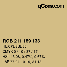 カラーコード: RGB 211 189 133 | qconv.com
