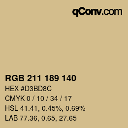 カラーコード: RGB 211 189 140 | qconv.com