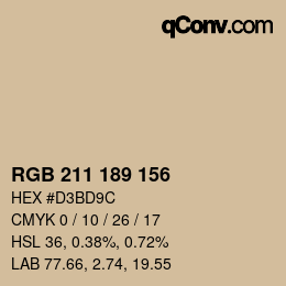 颜色代码: RGB 211 189 156 | qconv.com
