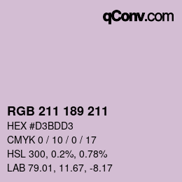 Código de color: RGB 211 189 211 | qconv.com