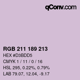 Color code: RGB 211 189 213 | qconv.com