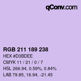 Color code: RGB 211 189 238 | qconv.com
