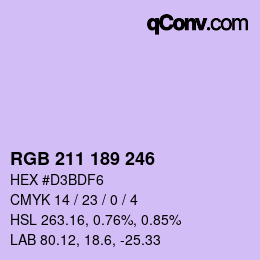 Color code: RGB 211 189 246 | qconv.com