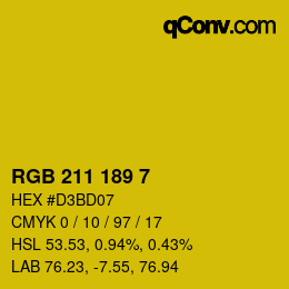 Color code: RGB 211 189 7 | qconv.com