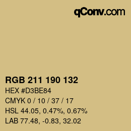 カラーコード: RGB 211 190 132 | qconv.com