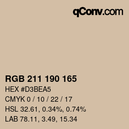 Color code: RGB 211 190 165 | qconv.com