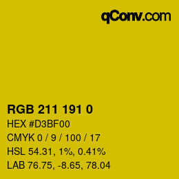 Color code: RGB 211 191 0 | qconv.com