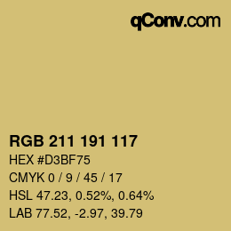 Color code: RGB 211 191 117 | qconv.com