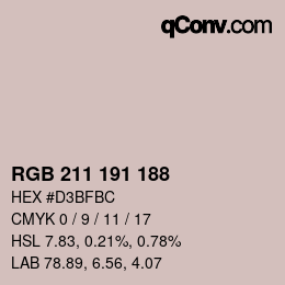 カラーコード: RGB 211 191 188 | qconv.com
