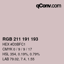 カラーコード: RGB 211 191 193 | qconv.com