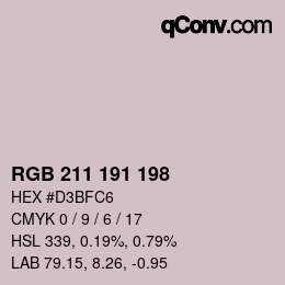 カラーコード: RGB 211 191 198 | qconv.com