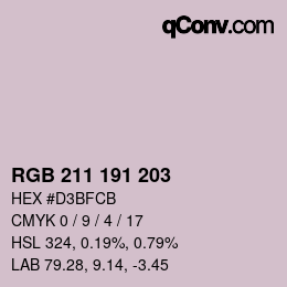 カラーコード: RGB 211 191 203 | qconv.com