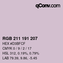 Color code: RGB 211 191 207 | qconv.com