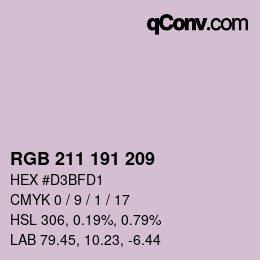 カラーコード: RGB 211 191 209 | qconv.com