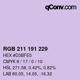 Color code: RGB 211 191 229 | qconv.com
