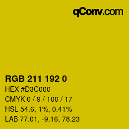 カラーコード: RGB 211 192 0 | qconv.com