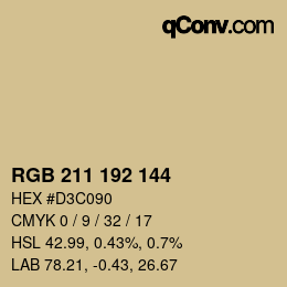 颜色代码: RGB 211 192 144 | qconv.com