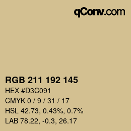 Color code: RGB 211 192 145 | qconv.com