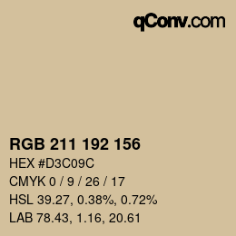 カラーコード: RGB 211 192 156 | qconv.com
