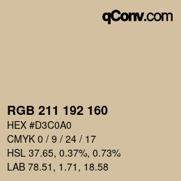 カラーコード: RGB 211 192 160 | qconv.com