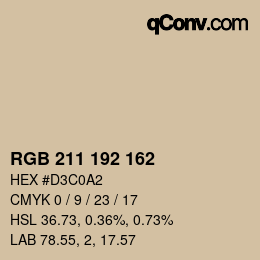 颜色代码: RGB 211 192 162 | qconv.com
