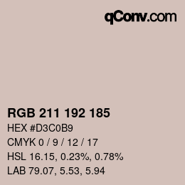 Color code: RGB 211 192 185 | qconv.com