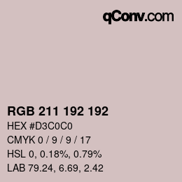 颜色代码: RGB 211 192 192 | qconv.com