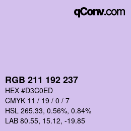 カラーコード: RGB 211 192 237 | qconv.com