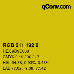 Color code: RGB 211 192 8 | qconv.com