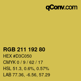 Color code: RGB 211 192 80 | qconv.com