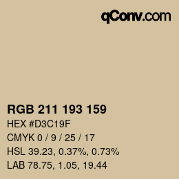 カラーコード: RGB 211 193 159 | qconv.com