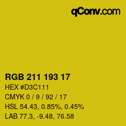 カラーコード: RGB 211 193 17 | qconv.com