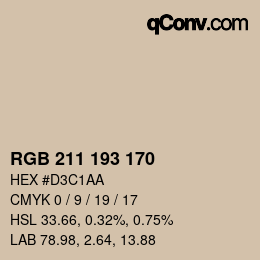 Código de color: RGB 211 193 170 | qconv.com