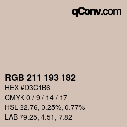 Color code: RGB 211 193 182 | qconv.com