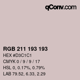 カラーコード: RGB 211 193 193 | qconv.com