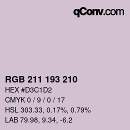 Color code: RGB 211 193 210 | qconv.com