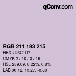 Color code: RGB 211 193 215 | qconv.com