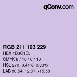 カラーコード: RGB 211 193 229 | qconv.com