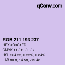 Color code: RGB 211 193 237 | qconv.com