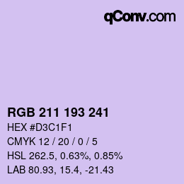 カラーコード: RGB 211 193 241 | qconv.com