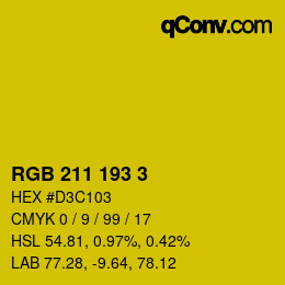 颜色代码: RGB 211 193 3 | qconv.com