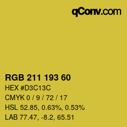 Farbcode: RGB 211 193 60 | qconv.com