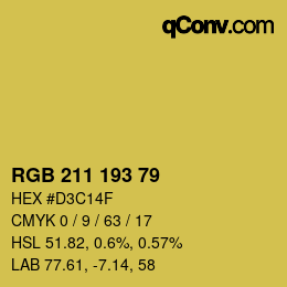 Color code: RGB 211 193 79 | qconv.com
