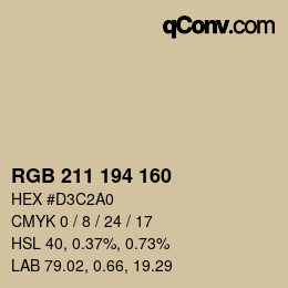 Color code: RGB 211 194 160 | qconv.com