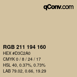 カラーコード: RGB 211 194 160 | qconv.com