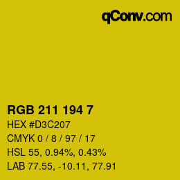 Color code: RGB 211 194 7 | qconv.com