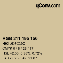 Color code: RGB 211 195 156 | qconv.com