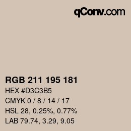 Color code: RGB 211 195 181 | qconv.com